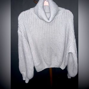 Turtleneck Cropped  Sweater Womens Size 2xl Light Gray